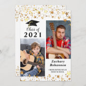 卒業ブラック金ゴールド星写真 案内状 (正面/裏面)