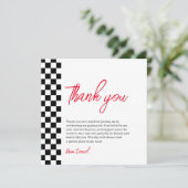 卒業ブラック&ホワイト市松模様にサンキューカード サンキューカード (スタンド正面)