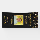 卒業ブラック&金ゴールドスターフォトドア 横断幕 (横)