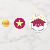 卒業ブルゴーニュレッドキャップ&金ゴールドテーブル紙吹雪 コンフェッティ (裏面)