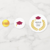 卒業ブルゴーニュレッドキャップ&金ゴールドテーブル紙吹雪 コンフェッティ (正面)