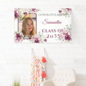 卒業ブルゴーニュ&ピンクの花 横断幕 (インサイチュ)