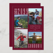 卒業ブルゴーニュ・マルーン4枚 案内状 (正面/裏面)