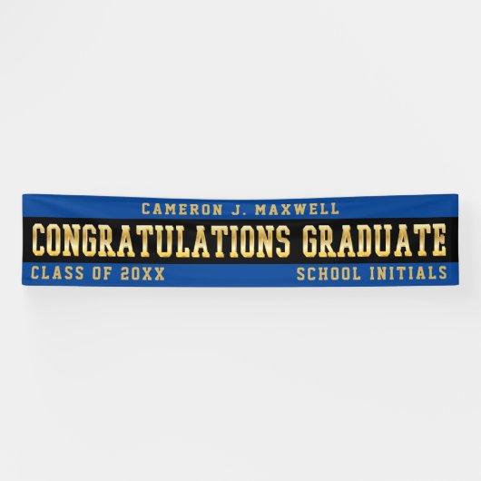 卒業ブルーおめでとう |黒 |金ゴールド 横断幕 (横)