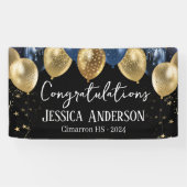 卒業ブルーと金ゴールド吹き出しバナー 横断幕 (横)