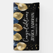 卒業ブルーと金ゴールド吹き出しバナー 横断幕 (縦)