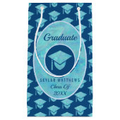 卒業ブルーオパールトレンディーパターン卒業 スモールペーパーバッグ (正面)