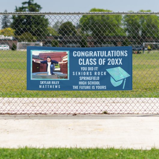 卒業ブルーオパール1写真おめでとうございます 横断幕 (インサイチュ)