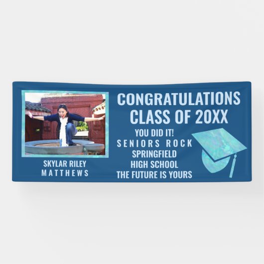 卒業ブルーオパール1写真おめでとうございます 横断幕 (横)