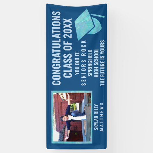 卒業ブルーオパール1写真おめでとうございます 横断幕 (縦)