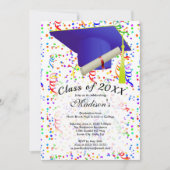 卒業ブルーグラードキャップ卒業証書紙吹雪パーティー 招待状 (正面)