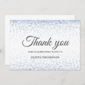 卒業ブルーグリッターサンキューカード サンキューカード (正面/裏面)