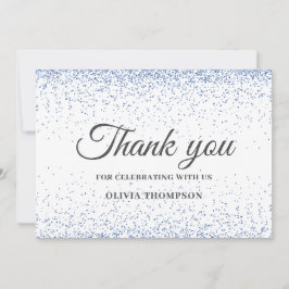 卒業ブルーグリッターサンキューカード サンキューカード