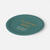 卒業ブルーグリーンとオレンジの大学院名 ペーパープレート (アングル)