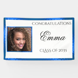 卒業ブルーサテンカスタムフォトバナー 横断幕