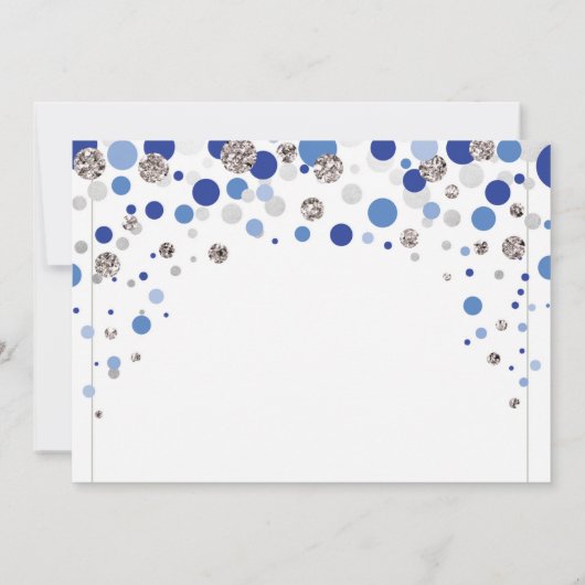卒業ブルーシルバーパーティー水玉模様写真 招待状 (裏面)