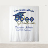 卒業ブルーパーソナライズされたと金ゴールドパーティーの背景 タペストリー (正面)