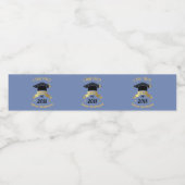 卒業ブルーブラックウォーターボトルのパーソナライズ ペットボトルラベル (シングルラベル)