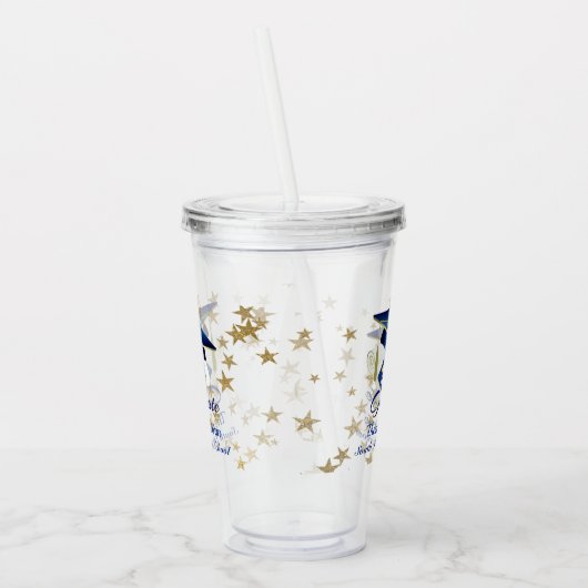 卒業ブルー金ゴールドスターパーソナライズされた アクリルタンブラー (左)