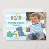 卒業プリスクール写真恐竜の少年かわいいおもしろい 案内状 (正面)