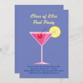 卒業プールパーティの招待状イン紫 招待状 (正面/裏面)