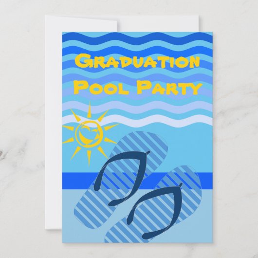 卒業プールパーティーサマーブルービーチサンダル 招待状 (正面)