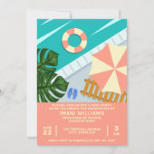 卒業プールパーティートロピカルプールシーン 招待状 (正面)