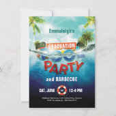 卒業プールパーティーバーベキュー写真 招待状 (正面)