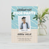 卒業プールパーティーヴィンテージ夏エレガント写真 招待状 (スタンド正面)