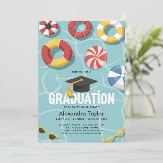 卒業プールパーティー高等学校大学おもしろい 招待状 (スタンド正面)
