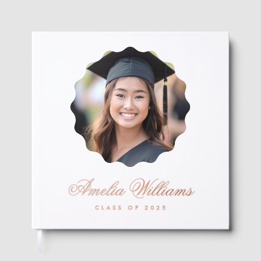 卒業ホワイトまたは任意のカラー写真 ゲストブック (正面)