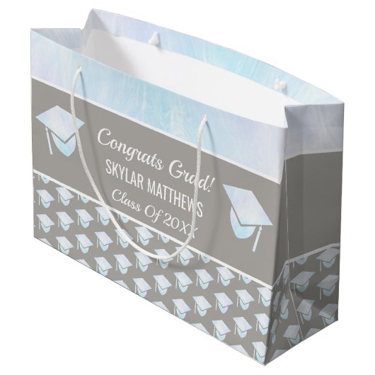 卒業ホワイトオパールパターントレンディーおめでとう ラージペーパーバッグ (裏面アングル)