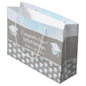 卒業ホワイトオパールパターントレンディーおめでとう ラージペーパーバッグ (正面アングル)