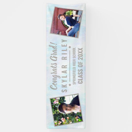 卒業ホワイトオパール2フォトおめでとうグラード 横断幕 (縦)