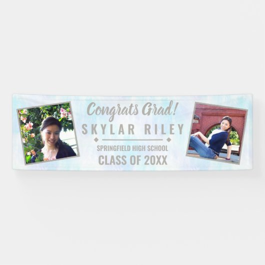 卒業ホワイトオパール2フォトおめでとうグラード 横断幕 (横)