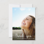 卒業ホワイトスクリプトフォトオーバーレイ サンキューカード (正面)