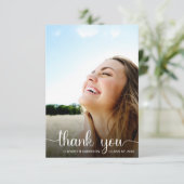 卒業ホワイトスクリプトフォトオーバーレイ サンキューカード (スタンド正面)