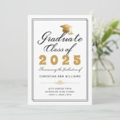 卒業ホワイト金ゴールドスクリプトフォトクラス2025 案内状 (スタンド正面)