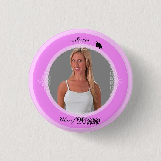 卒業ボタンは写真3のピンクを加えます 缶バッジ (正面)