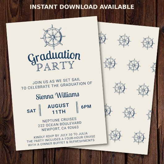 卒業ボートパーティー船の車輪航海の 招待状