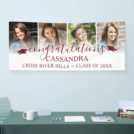 卒業マルーンおめでとうスクリプト4枚の写真 横断幕 (トレードショー)
