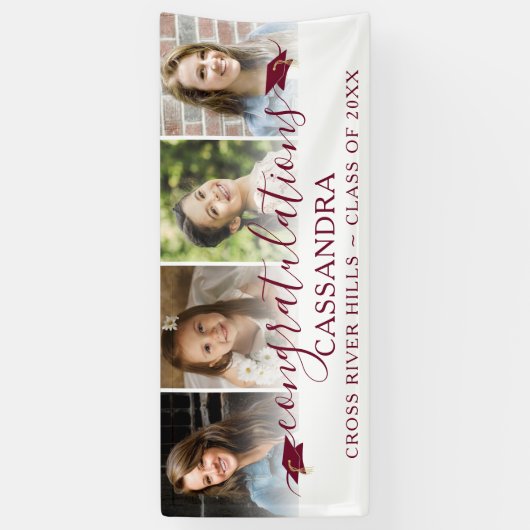 卒業マルーンおめでとうスクリプト4枚の写真 横断幕 (縦)