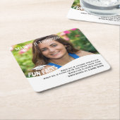 卒業ミニマモダンリストのモルタルボードおもしろい事実 スクエアペーパーコースター (アングル)