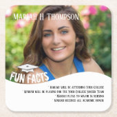 卒業ミニマモダンリストのモルタルボードおもしろい事実 スクエアペーパーコースター (正面)