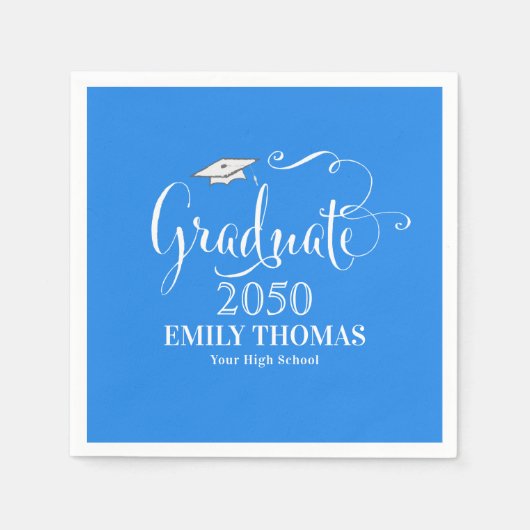 卒業ミニマルエレガントリストモタルボードブルー スタンダードカクテルナプキン (正面)