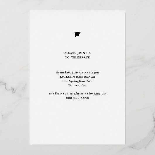 卒業ミニマルエレガント主義の写真卒業 箔招待状 (裏面)