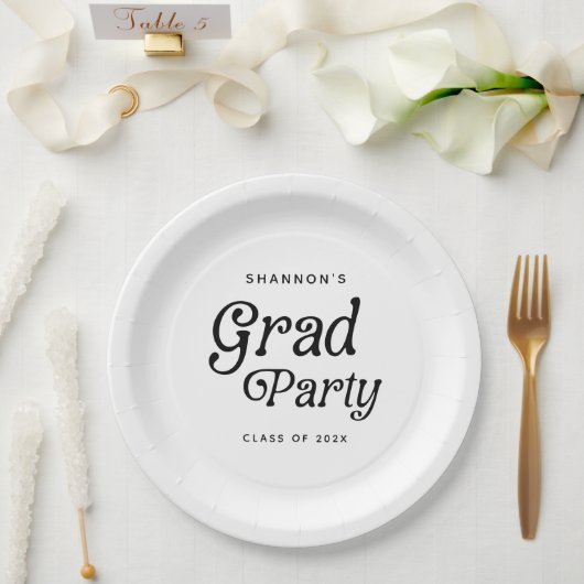 卒業ミニマルパーティーレトロ ペーパープレート (ウェディング)