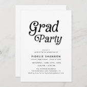 卒業ミニマルパーティーレトロ 招待状 (正面/裏面)