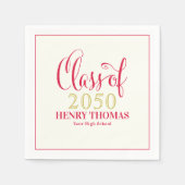 卒業ミニマルモダンリストクラスRed スタンダードカクテルナプキン (正面)