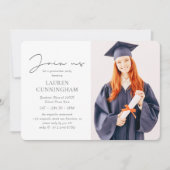 卒業ミニマルモダンリストシックフォトグラードパーティー 招待状 (正面)